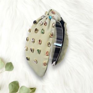 078 - Light Green Fabric Rhinestone Knotted Fashion Hairband